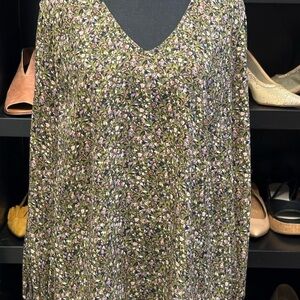 CAbi Multicolor Floral V-Neck Blouse